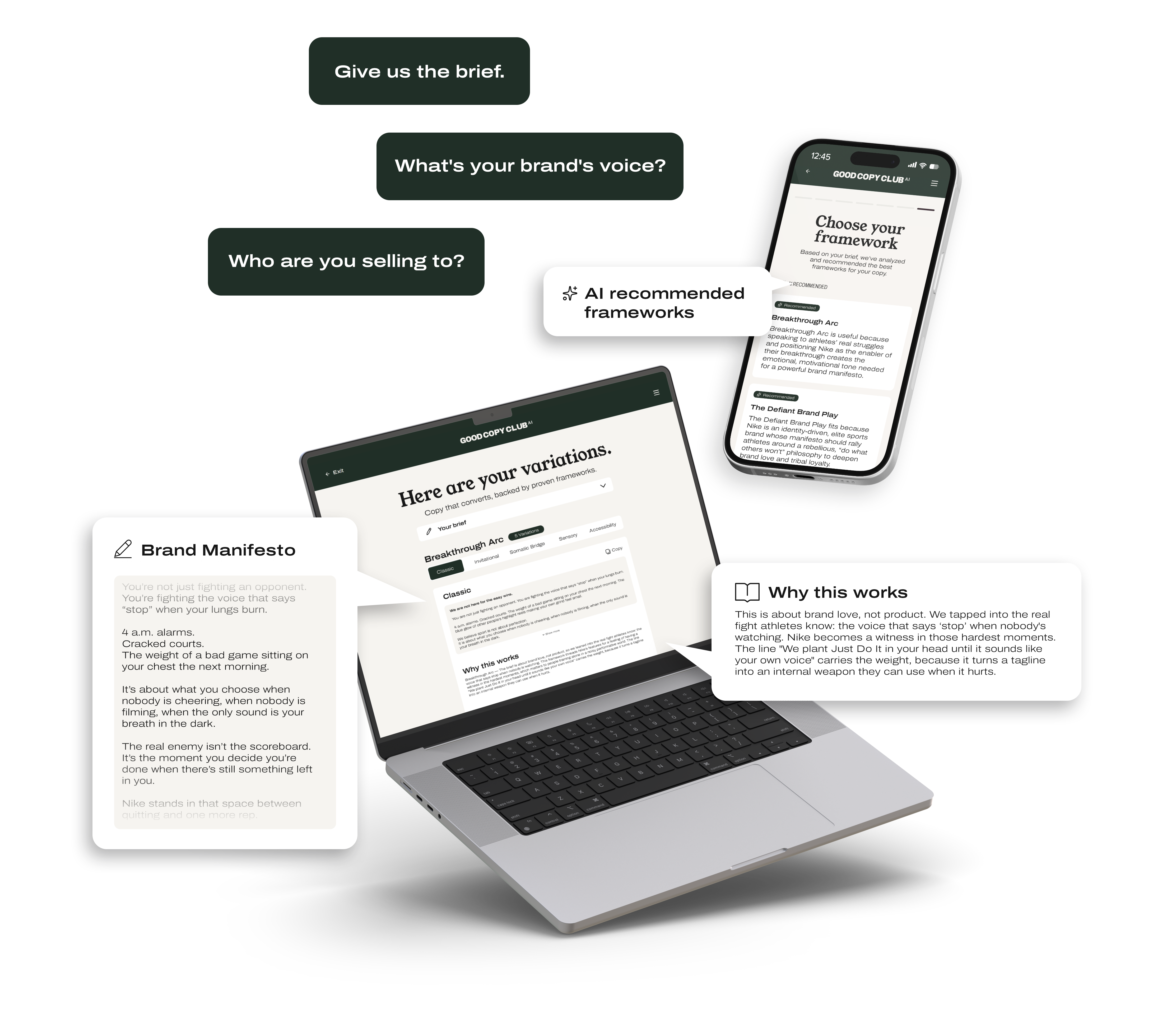 Good Copy Club — generate copy on laptop and mobile